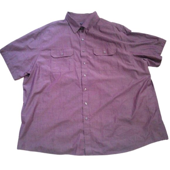 Synrgy by DXL Button up 4XL Maroon Shirt Casual Button Front Short Sleeve Shirt - Picture 3 of 6